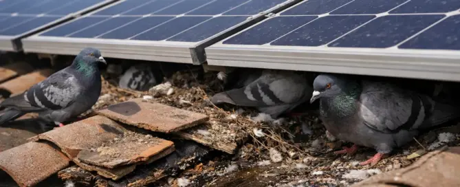 Pigeons Under Solar Panels Cause Roof Damage