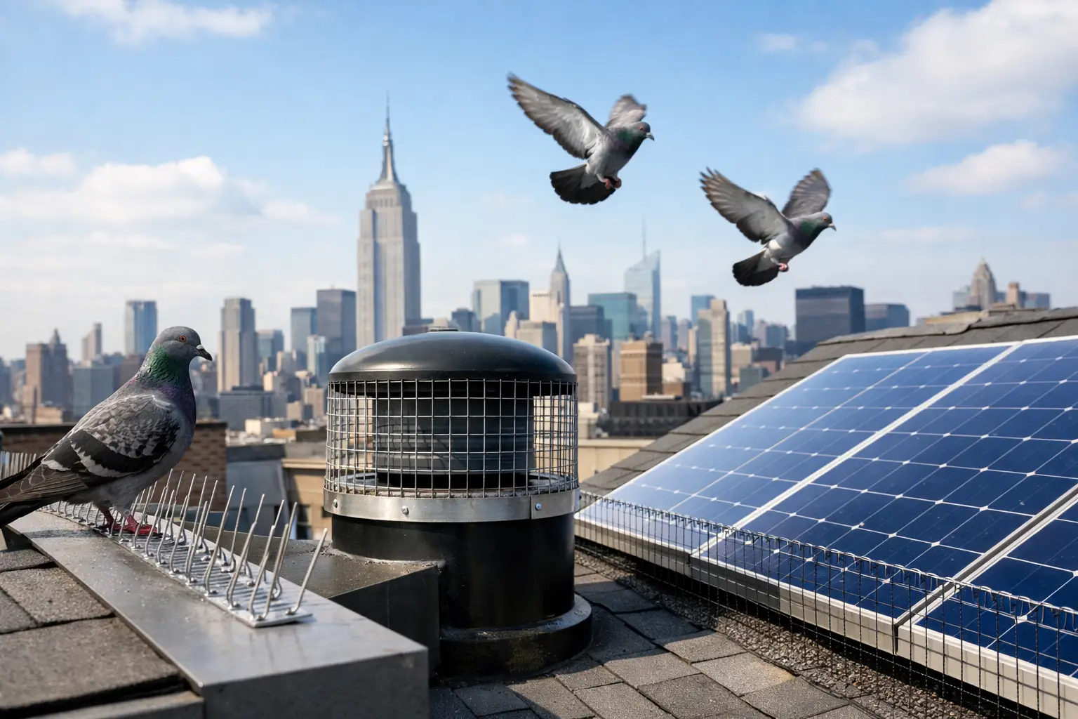 Bird Control NYC for Roofs, Vents, and Solar Panels